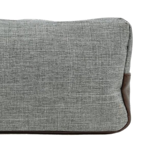 Heather Grey Dopp Kit with Brown Vegan Leather Trim - Picture 2 of 2